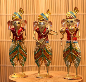 IRON PAINTED MUSICAL GANESHA