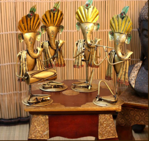 IRON PAINTED SITTING GANESH