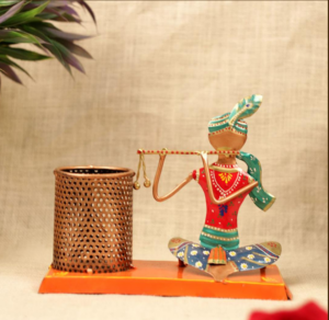 IRON PAINTED SITTING KRISHNA PEN STAND